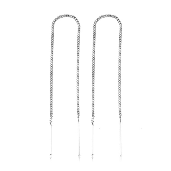 925 sterling silver thread dropped earrings - Picture 3 of 5